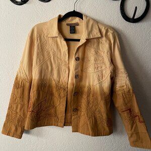 Yellow Ombre Floral Textured Vintage Jacket (Notations) Women's Size S